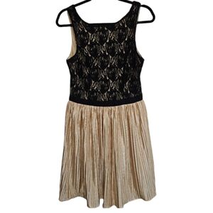 Black Lace Champagne Dress Satin Party Graduation Juniors Size Large (Medium)